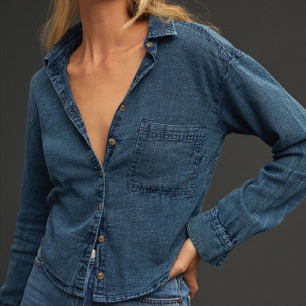 Anthropologie Pilcro Open Back Blouse | Size: Small | Color: Blue - Picture 2 of 4